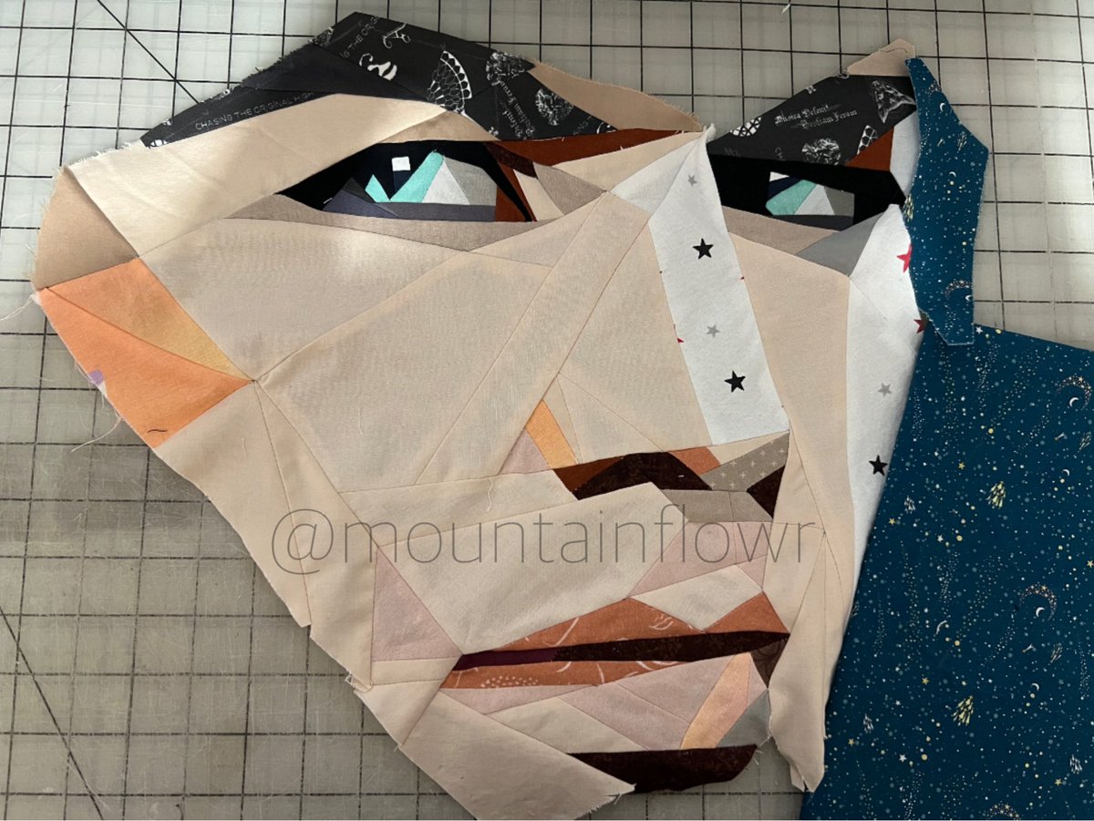 Mountainflowr's tweet photo. I was up late last night working on my quilt. A little more progress. Those squares are inches; I feel like this is going to be huge. 😬 #sewing #quilting #paperpiecing https://t.co/CWfJ4UPv4r