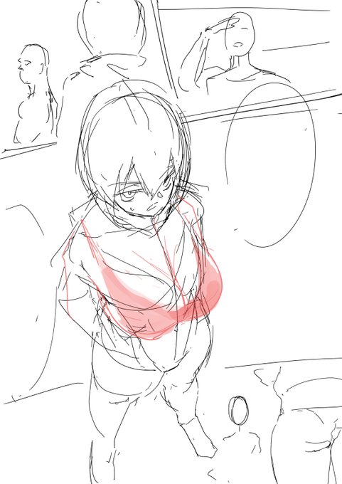 イイ感じに上からのアングル描けたのに巨乳でくびれが消失してしまう苦悩を感じ始めたあたり、少しは巨乳描きの道に踏み入れる事が出来たと思ってる 