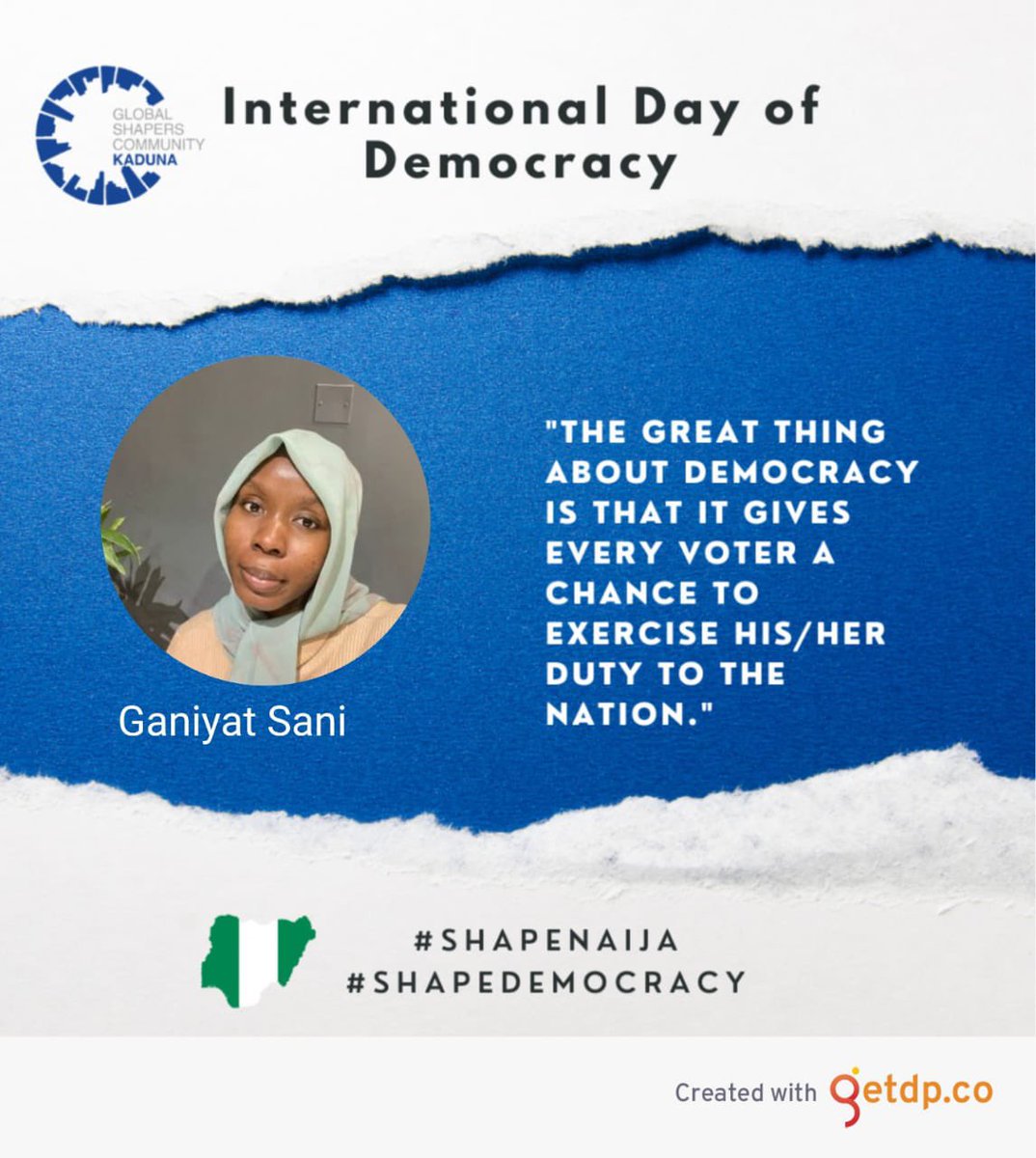 KadunaShapers's tweet photo. Happy International Democracy Day! 

#ShapeNaija #ShapeDemocracy https://t.co/RtRk4UZ5eB