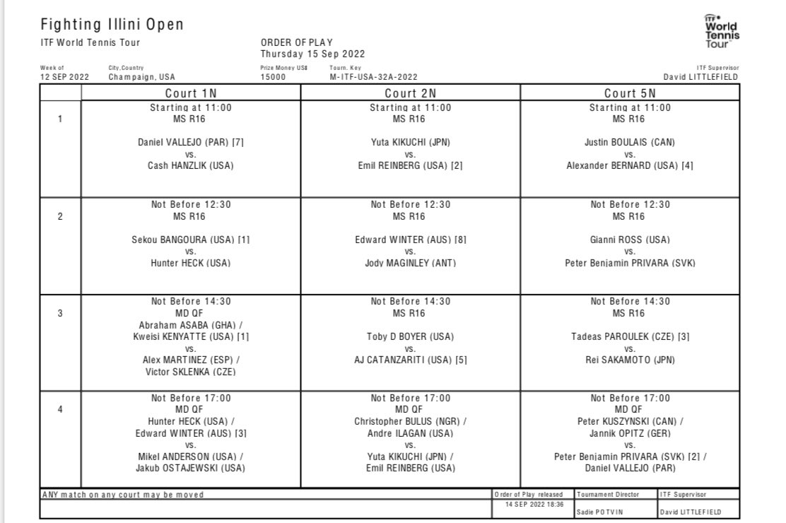 Singles and doubles are back on court starting at 11am!