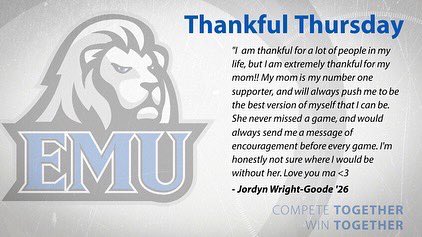 emu_wbb's tweet photo. Happy Thankful Thursday! #competewithfire #competetogether #attitudeofgratitude https://t.co/pWCSoPlP5s