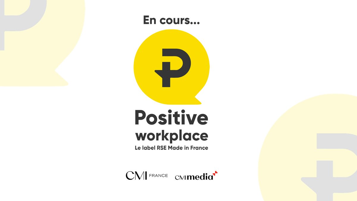 CMIMediaFrance's tweet photo. Dans le cadre de notre démarche RSE, CMI France se lance dans un programme de labellisation pour progresser dans ses objectifs RSE. Nous avons choisi POSITIVE WORKPLACE©, label Made in France international reconnu et engagé. https://t.co/2ygNL9MDuL