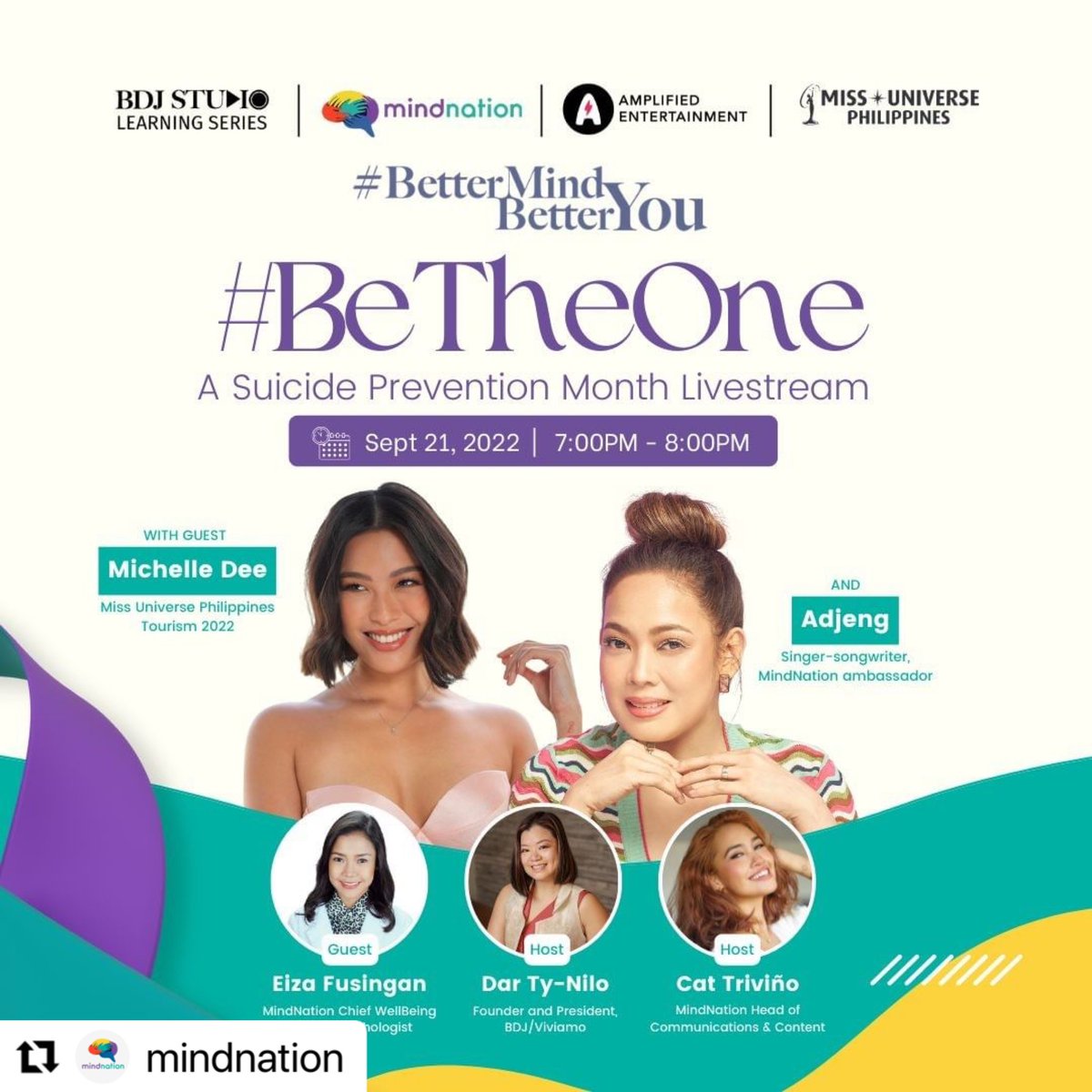 AdjengBuenaven1's tweet photo. See you on @mindnationโs Facebook, will go Live on September 21! #Adjeng #OriginalFilipinoMusic #singersongwriter #MindNation #MentalHealthPH #BetterMindBetterYou https://t.co/7R0hVboi7o