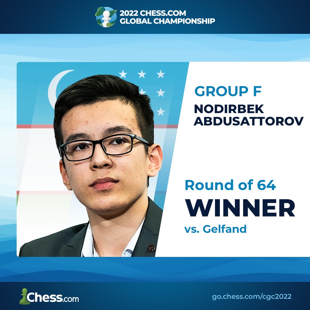 chesscom's tweet photo. The prodigy takes down a former World Chess Championship Challenger! 🤯

Congrats to GM Abdusattorov who is moving on to the round of 32! https://t.co/dochmdTVvL
