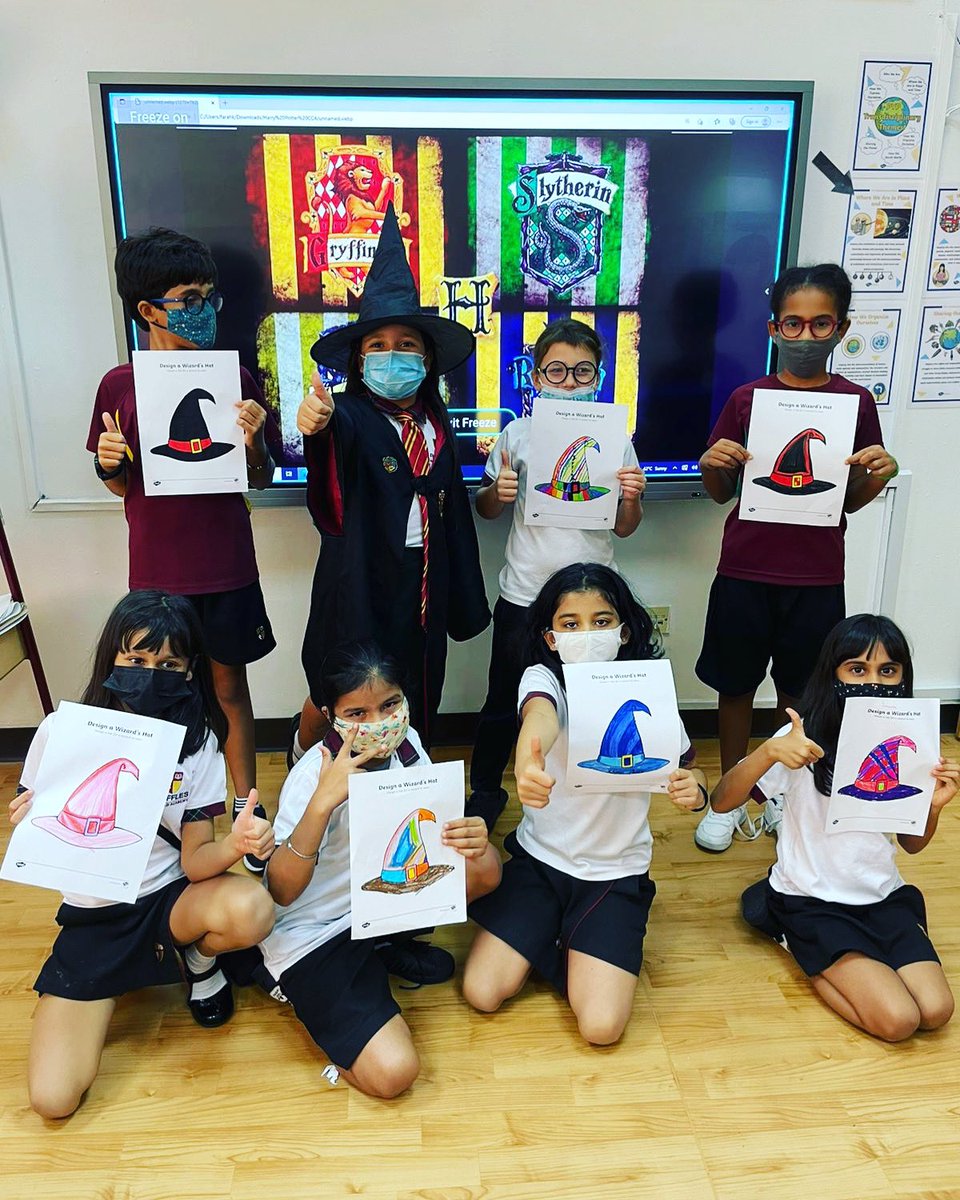 The wizards of RWA designing their own magical hats 🧙‍♀️ #rwastallions #risewonderachieve #creative #wizards <a href="/RWADubai/">Raffles World Academy</a>