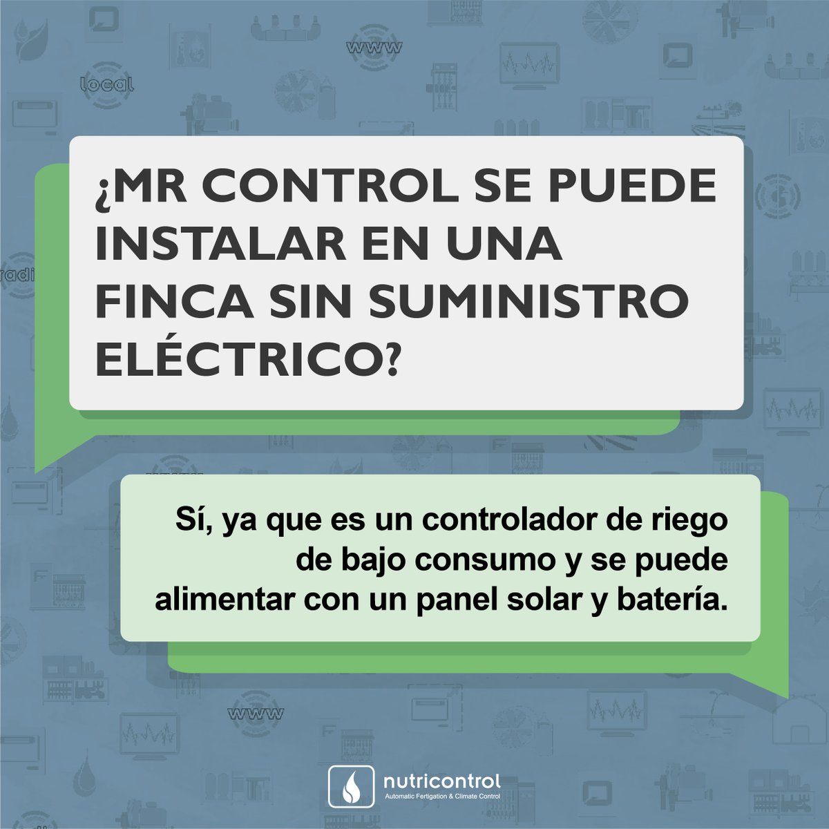 Nutricontrol_es's tweet photo. 🤔¿MR CONTROL se puede instalar en una finca sin suministro eléctrico?
✅Sí, ya que es un controlador de riego tipo latch. Su bajo consumo convierte este dispositivo en la solución ideal para aquellas zonas que no disponen de suministro eléctrico.
#NTC_FAQs #MRCONTROL https://t.co/3bXbx0haAT