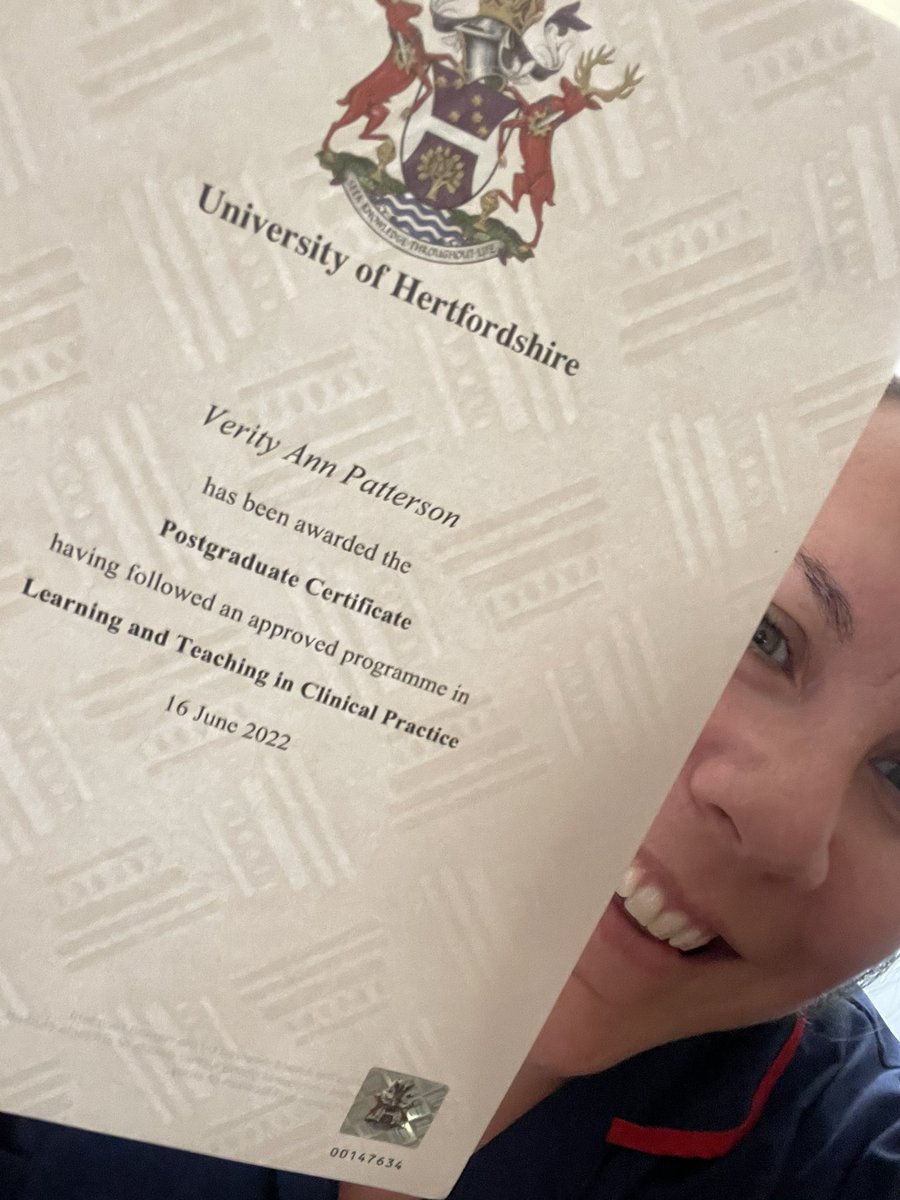 VerityPatter01's tweet photo. After a lot of hard work i have finally completed my PgCert in clinical teaching 😁 thank you Susan Martin for your help 😘 https://t.co/b6swme2u0f