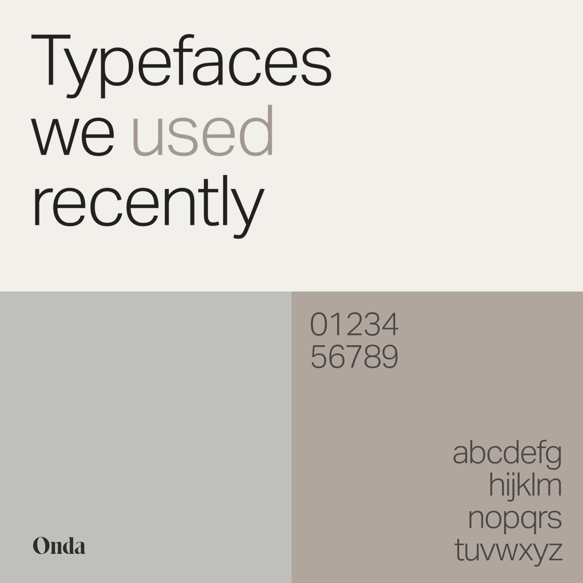 OndaStudioCo's tweet image. Details help us define a mood and typography is a very important one. See on the thread some typefaces we used recently. 👇

#typograpgy #typefaces #branding #brandidentity