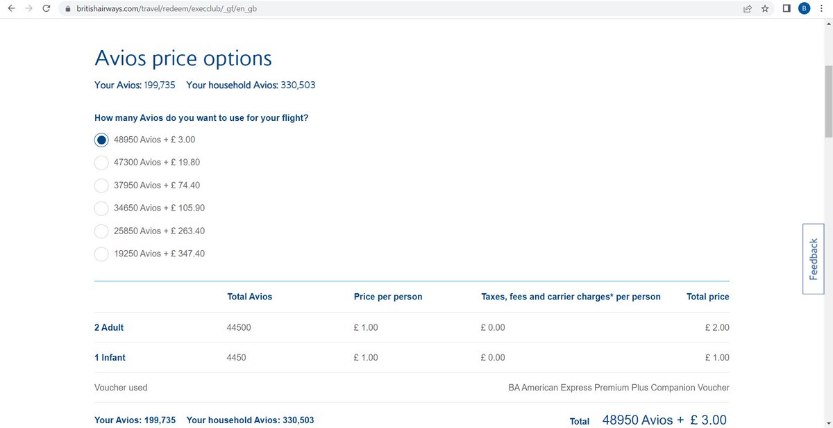 BillNickDJ's tweet photo. @HeadForPoints See screen shot. This is a booking for 2 adults, 1 infant using a post Sep21 241 voucher. £1pp. https://t.co/dIJKQi8GAQ
