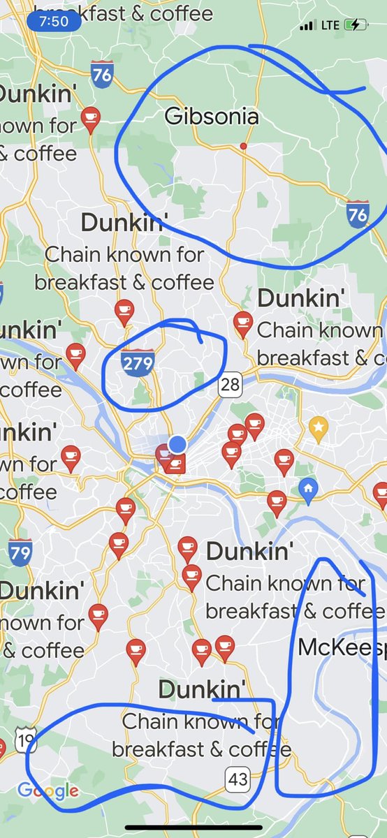 To all my New England peeps coming down for the #Patriots #Steelers game this weekend, here are the areas in Pittsburgh to avoid #dunkinwastelands #dunkinaccessforall #teamdunkin @dunkindonuts @Patriots @steelers