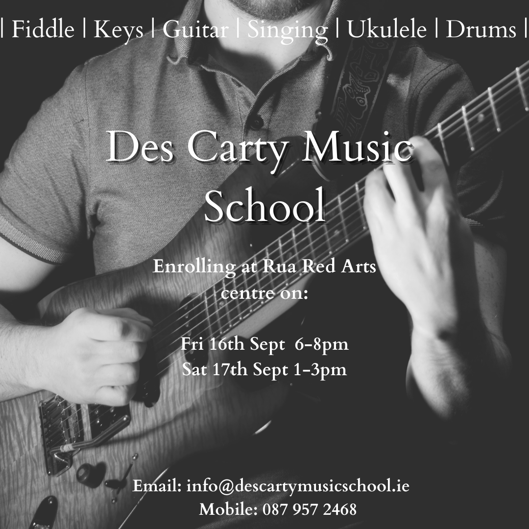 🎶 DCMS ENROLLMENTS 🎶

Starting from tomorrow Des Carty Music School will be taking enrollments for it's new 10 week term beginning on the 19th of September🎸✨

For more information email us at info@descartymusicschool.ie 💌

#DCMS #instrument #musiclessons #tallaght