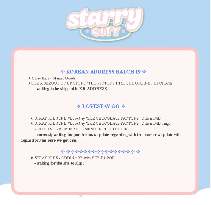 starrycityph's tweet photo. ┈┈⋆ #SCPHUpdates✨
DM's will be checked 1 by 1 tomorrow~

Thank you so much for the patience
Always Stay Safe and Healthy po!

☆ If we missed an update don't hesitate to DM us.
☆ Incoming updates this week will be replied to this tweet. https://t.co/FqTZeKb0gP