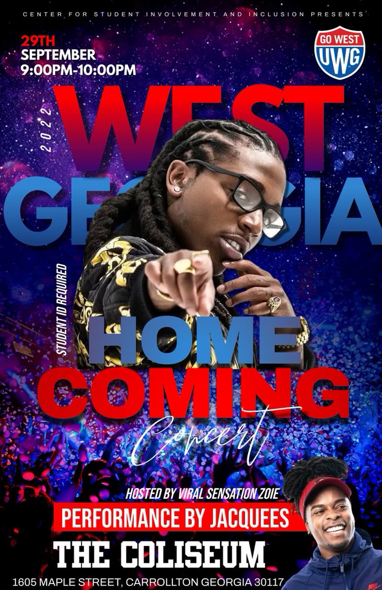Jaqu0fTrades's tweet photo. #WhoRunsTheYard 
*
*
*sounds by //\\
@DJCHUBBYCHILD 👾
Hosted By//\\
@MikeGysc 👾
*
*Live Concert By//\\
@Jacquees  🎙 
Hosted By //\\
@GotDamnZo 
#homecoming2022 
#uwg #uwg22 #uwg23 #uwg24 #uwg25 #ThankYouDuhart https://t.co/jeCdis8df1