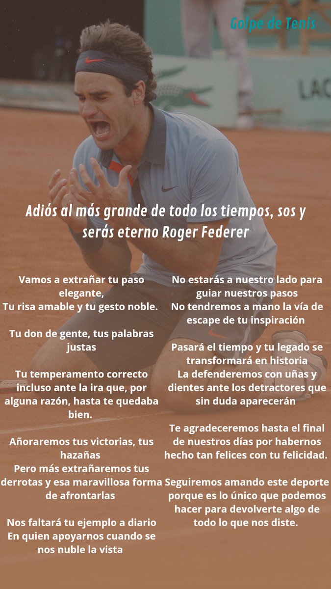 golpedetenis's tweet photo. ❤🇨🇭 Nuestro pequeño homenaje a Roger Federer. 

Te invitamos a leerlo y compartirlo. https://t.co/PjlIcUokVM