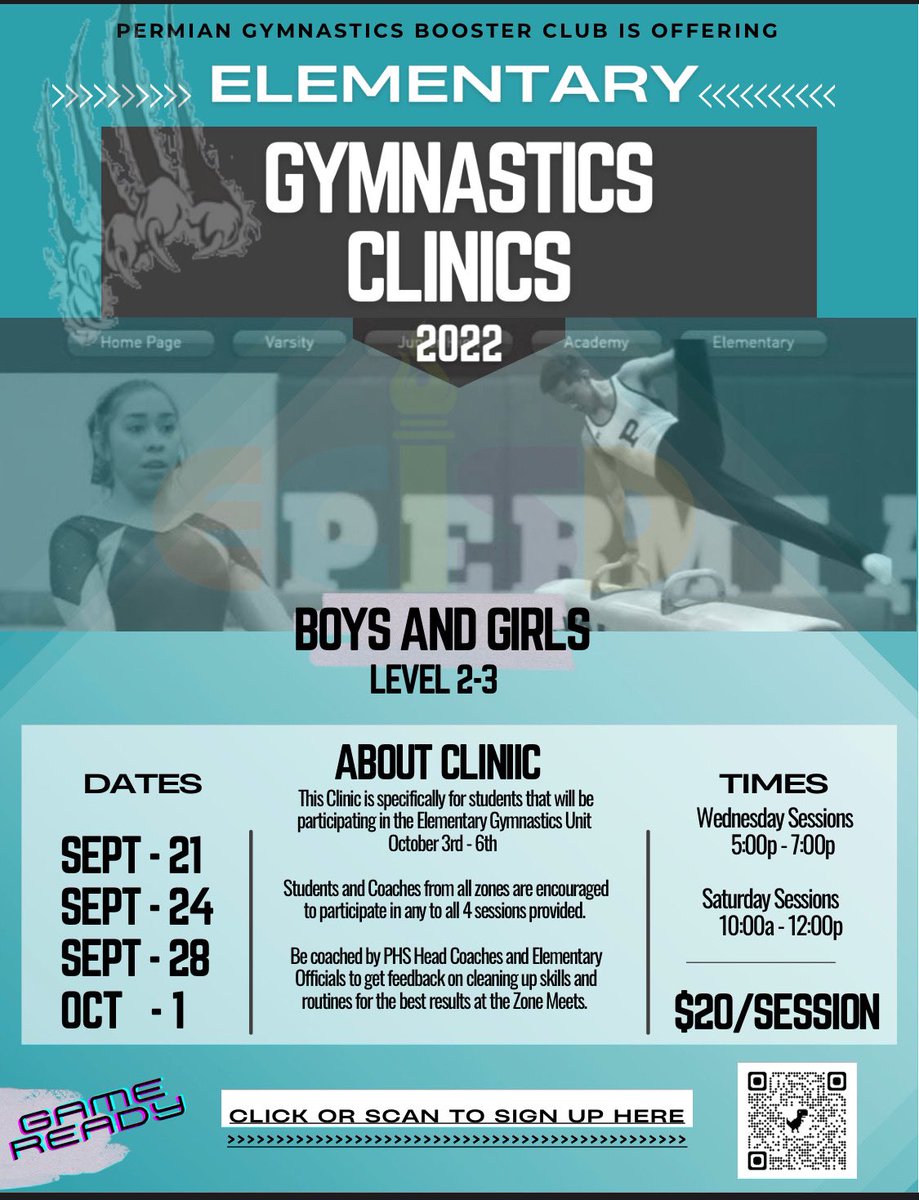 Calling all ECISD Elementary Gymnastics kids to come participate in the Permian Gymnastics Clincs🤸🏼‍♀️🤸🏼‍♀️ <a href="/ecisdhpe/">ECISDHPE</a> <a href="/Mojo_Gymnastics/">Permian High School</a> <a href="/ECISDAthletics/">EctorCountyISDAthletics</a>