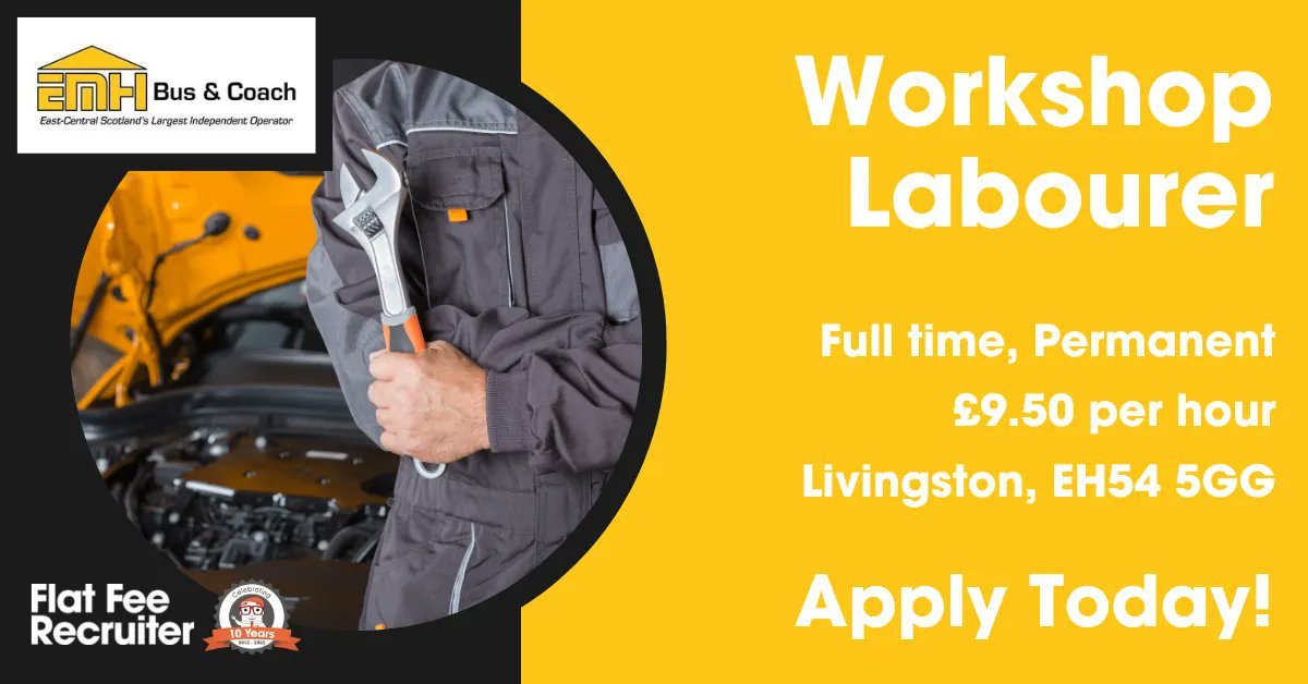 FFRecruitment's tweet image. As a Workshop Labourer for EMH Bus &amp;amp; Coach, you’ll be working for a well-established family business, and have the opportunity to work on a variety of vehicles.

For more info and to apply visit buff.ly/3DqLFXK

#LivingstonJobs #CarWorkshop #Labourer #WorkshopLabourer