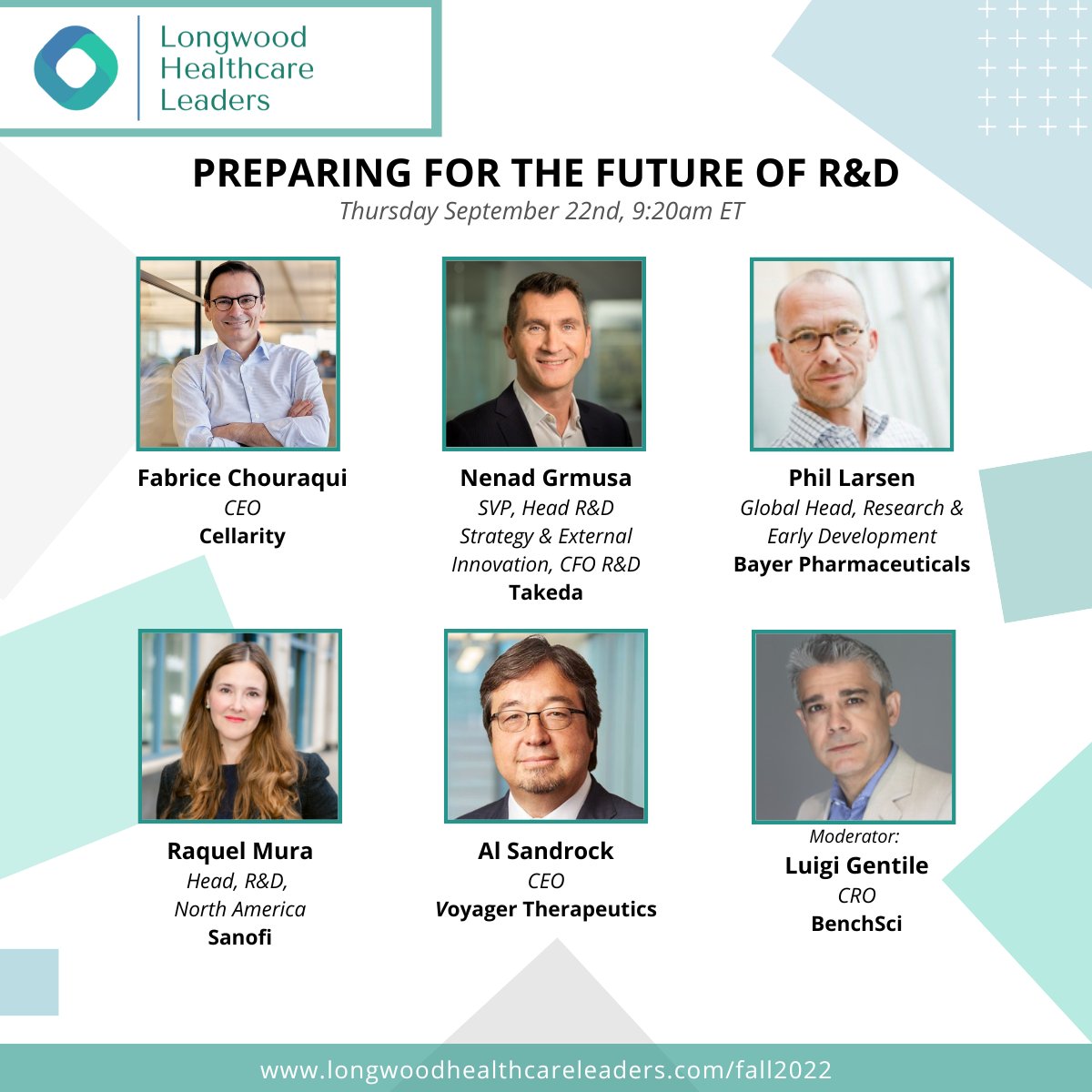 cellaritybio's tweet photo. Our CEO Fabrice Chouraqui joins leaders from @BayerPharma, @Sanofi, @VoyagerTx, and @BenchSci on a panel at #LongwoodHealthCareLeaders to discuss: Preparing for the Future of R&amp;D.
 
https://t.co/QwCBgoIO1G
 
#AI #machinelearning #drugdiscovery #singlecell @LongwoodLeaders https://t.co/jlera86buk