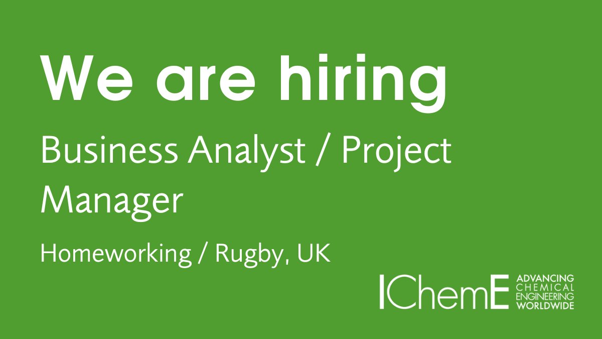 IChemE's tweet photo. We are looking for a Business Analyst / #ProjectManager to execute business analysis and project activities across our transformational change programme. If you are experienced in identifying and implementing change, we'd love to hear from you! https://t.co/9FxCfYVC96
#Prince2 https://t.co/DN3ZhfiiDZ