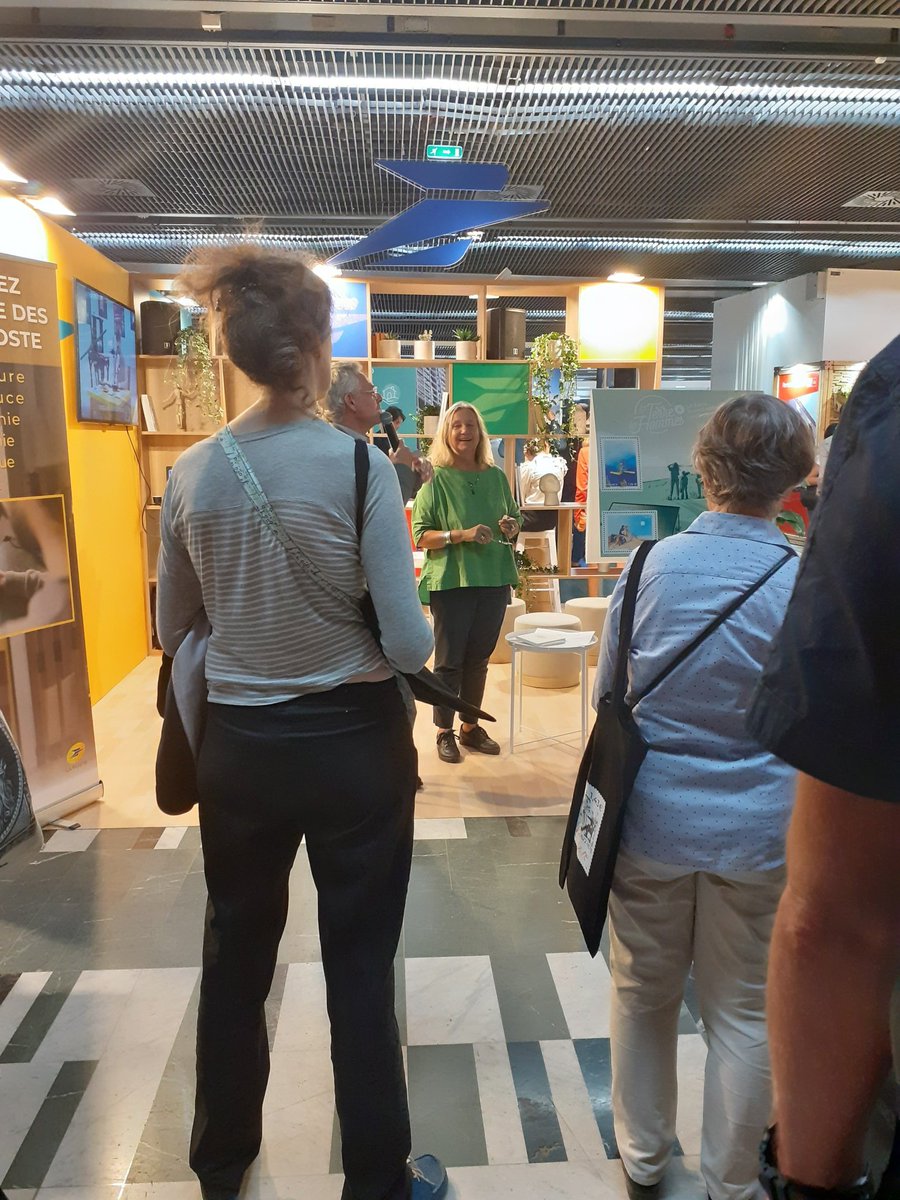Dévoilement du timbre "La Terre et les Hommes - la terre fournit notre énergie, protégeons la", sur le stand <a href="/GroupeLaPoste/">La Poste Groupe</a> à <a href="/PRODURABLE/">Salon PRODURABLE</a>  avec #cecilecolonna  et <a href="/Gilles_Livchitz/">Gilles Livchitz</a>