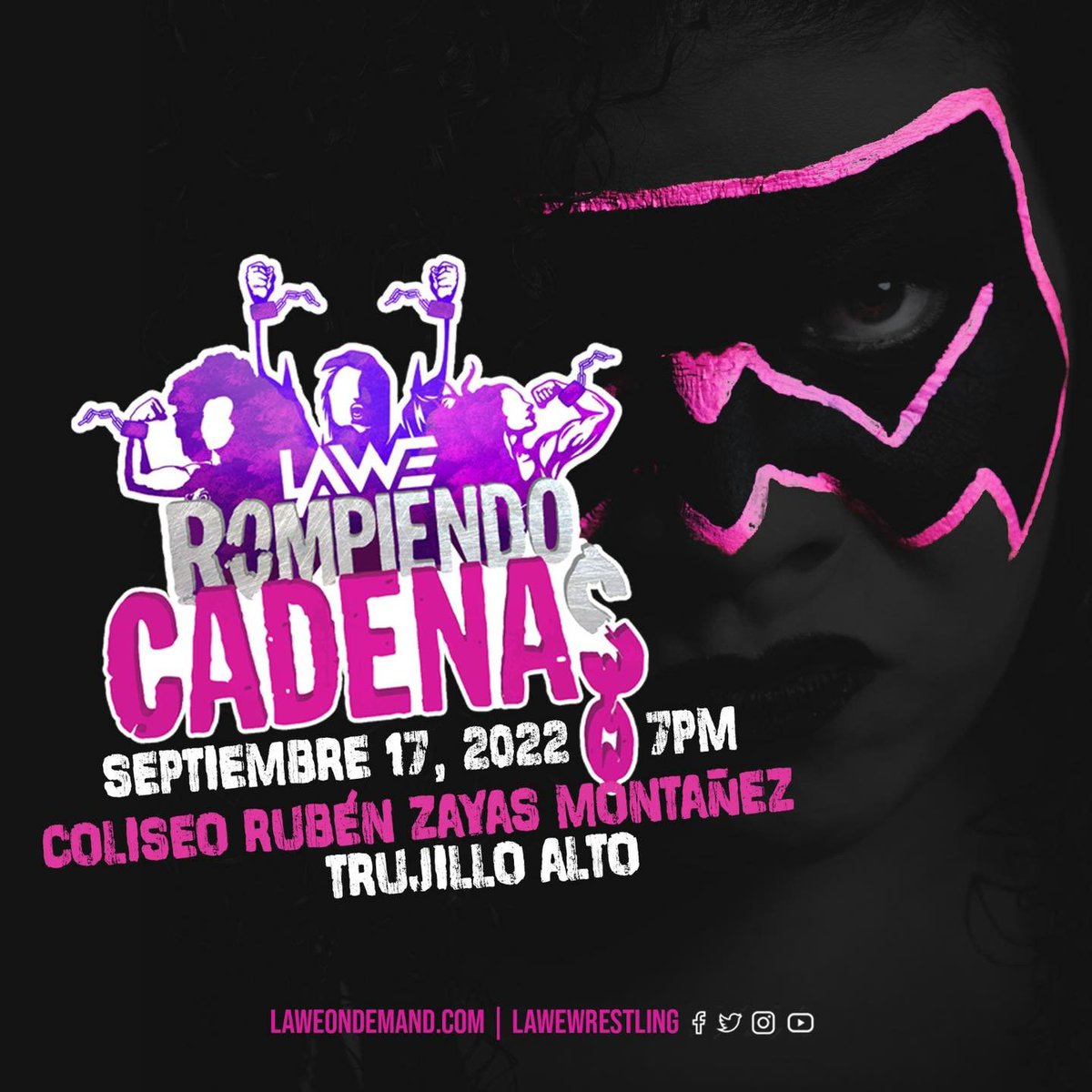 LAWEWRESTLING's tweet photo. 8 COMPETIDORAS

4 LUCHAS CLASIFICATORIAS

🏆FINAL | LUCHA DE CUATRO ESQUINAS🏆

1  SOLA MONARCA DE LATINOAMÉRICA 🌎

LA PRIMERA CAMPEONA FEMENIL LAWE.
#LAWEWRESTLING #TodosSomosLucha #RompiendoCadenas https://t.co/wJOFTQbJRq