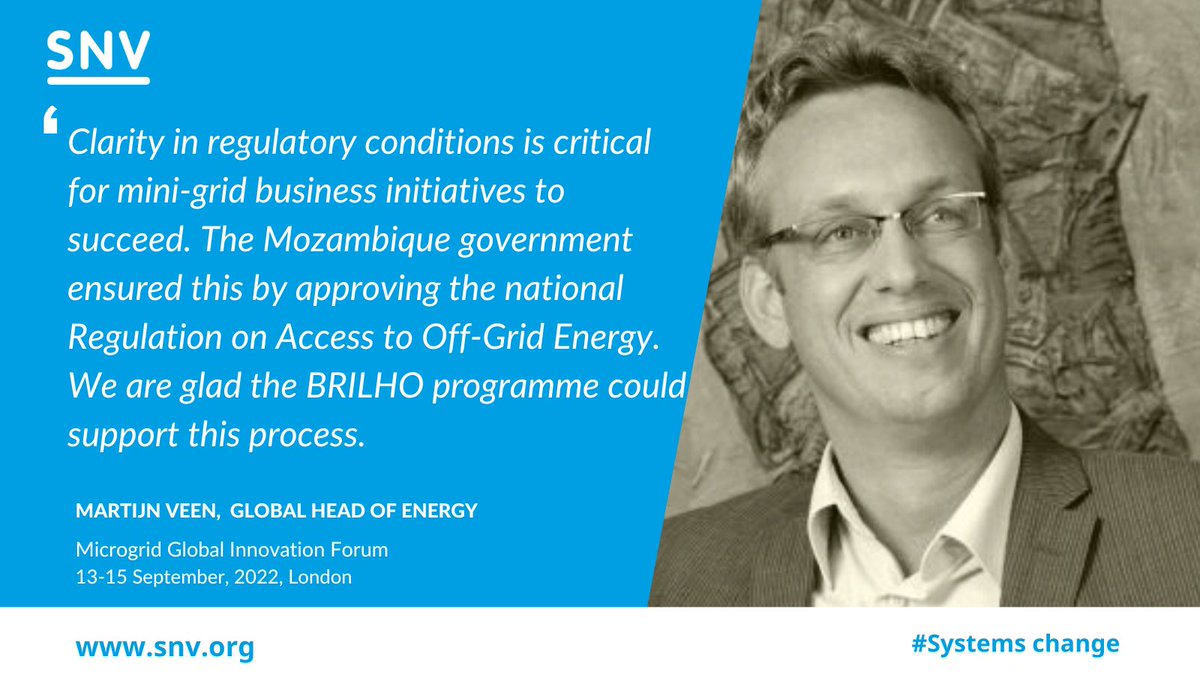 <a href="/MartijnVeen_/">Martijn Veen</a>  from <a href="/SNVworld/">SNV - find us on Bluesky as snv.org</a> speaking on regulation and the #minigrids market in Mozambique at this week's Microgrid Global Innovation Forum. Learn more⬇️

bit.ly/3S3RFK6

#sustainableenergy #BRILHO