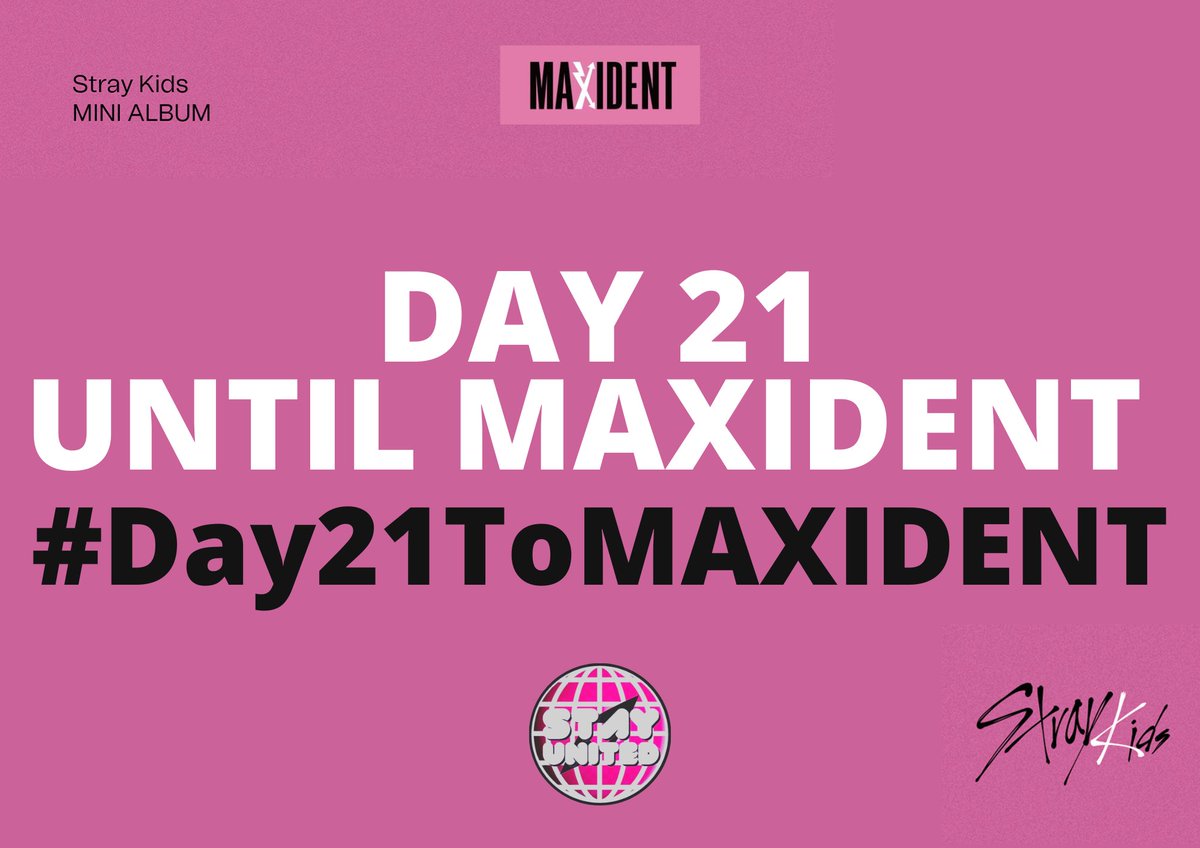 💗 [MAXIDENT COUNTDOWN] 💗 STAYs, in order to keep the hype for this comeback whether we get something every midnight or not, we will be using a countdown tags. TAGS: DAY 21 UNTIL MAXIDENT #Day21ToMAXIDENT #MAXIDENT #CASE143    #StrayKids @Stray_Kids