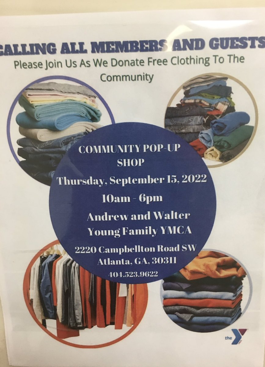 ryancameron's tweet photo. Breaking news :🚨! Free clothes and shoes! a lot still with tags on them ! The @ymca and @StateFarm going on until 6 pm 2220 cambellton rd Atl,Georgia 30311 #everythingfree please Retweet 🙏🏿 https://t.co/wd0HVK8eJP