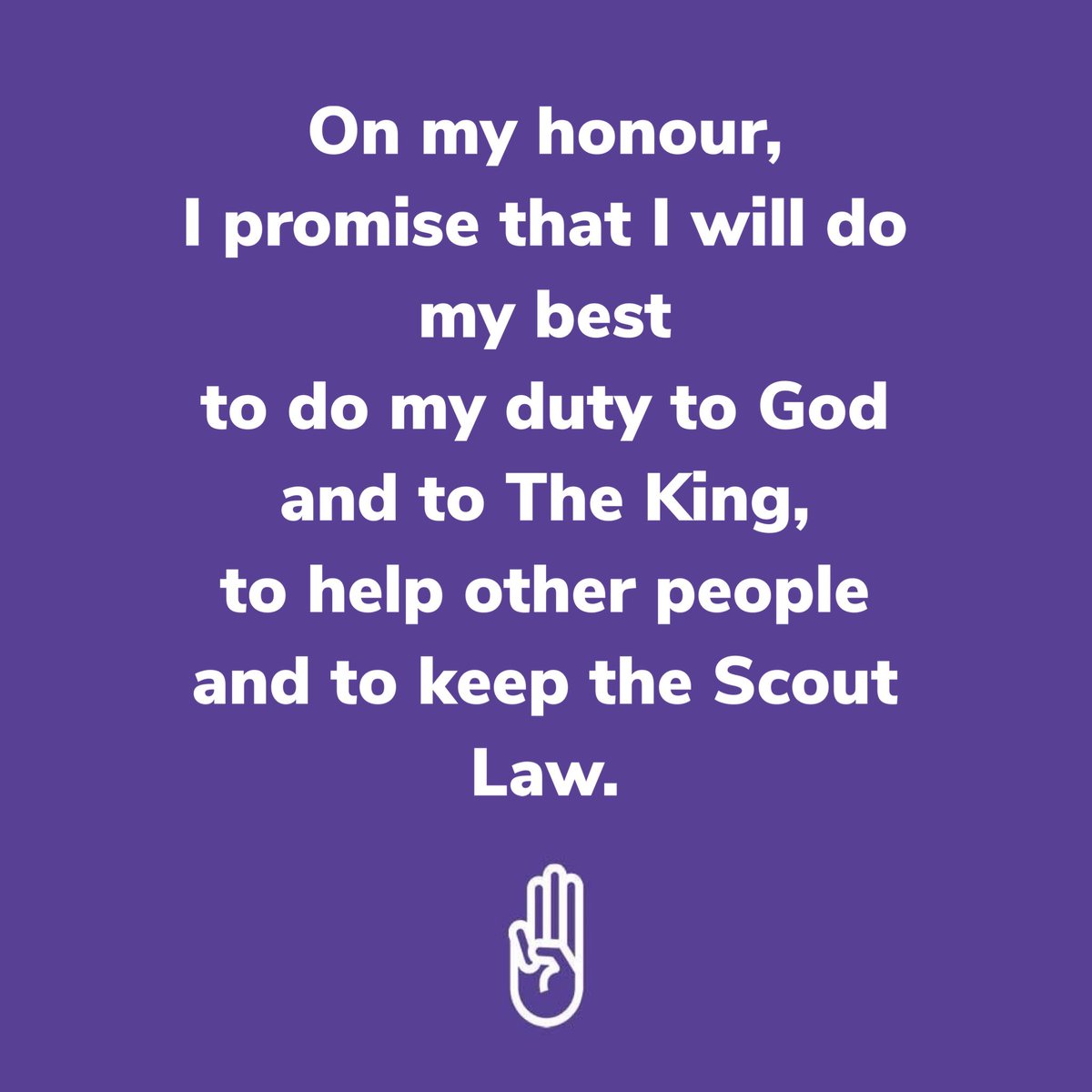 Our volunteers can find updates to our Promise on the ScoutsCymru website.

There are variations of the Scout Promise to reflect the range of faiths and beliefs in Scouts.

👉🏻 scoutscymru.org.uk/news/the-scout…