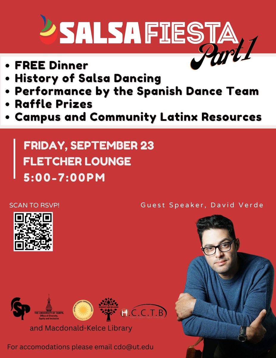 UTampaLibrary's tweet photo. Celebrate Latin American and Hispanic Heritage Month #utampa by learning about library resources and fun campus activities on Friday, September 23! 💃 #latinxheritagemonth #hispanicheritage #latinamericanheritagemonth #salsafiesta https://t.co/3p1cPIY5wu