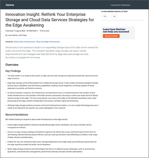 PeerSoftware's tweet photo. We are pleased to announce that #PeerSoftware is recognized in the #Gartner Innovation Insight: Rethink Your Enterprise Storage and Cloud Data Services Strategies for the Edge Awakening report which is now available for download. Request a copy today!
---
https://t.co/Evejrg1pIN https://t.co/G1qbfKIero