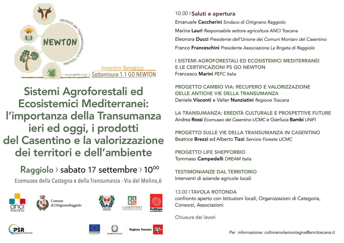 AnciToscana's tweet photo. Sabato #17settembre si terrà all'Ecomuseo della Castagna e della Transumanza di #Raggiolo un incontro nell'ambito del progetto #GoNewton, per parlare di sistemi agroforestali ed ecosistemici mediterranei, transumanza e valorizzazione dei territori
➡️https://t.co/KTKKrc9UNf https://t.co/JdxePpVBZA