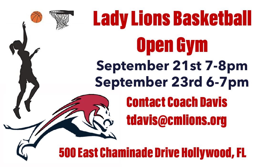 Lady Lions Open Gym schedule for next week. Coaches contact Coach Davis for more details!! #LionPride
