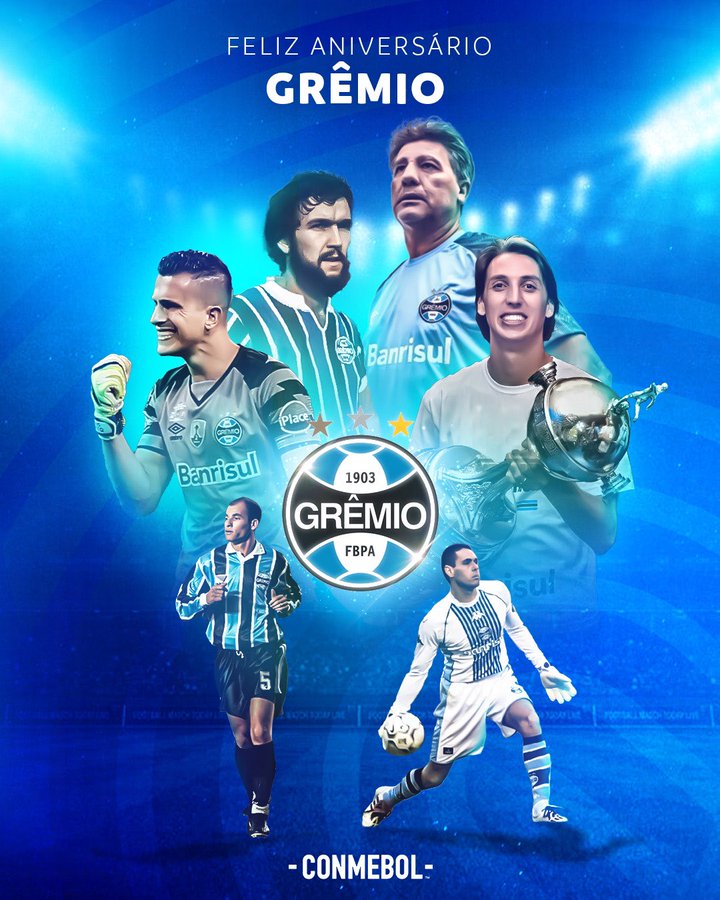 Conmebol homenageia Grêmio pelo aniversário de 119 anos