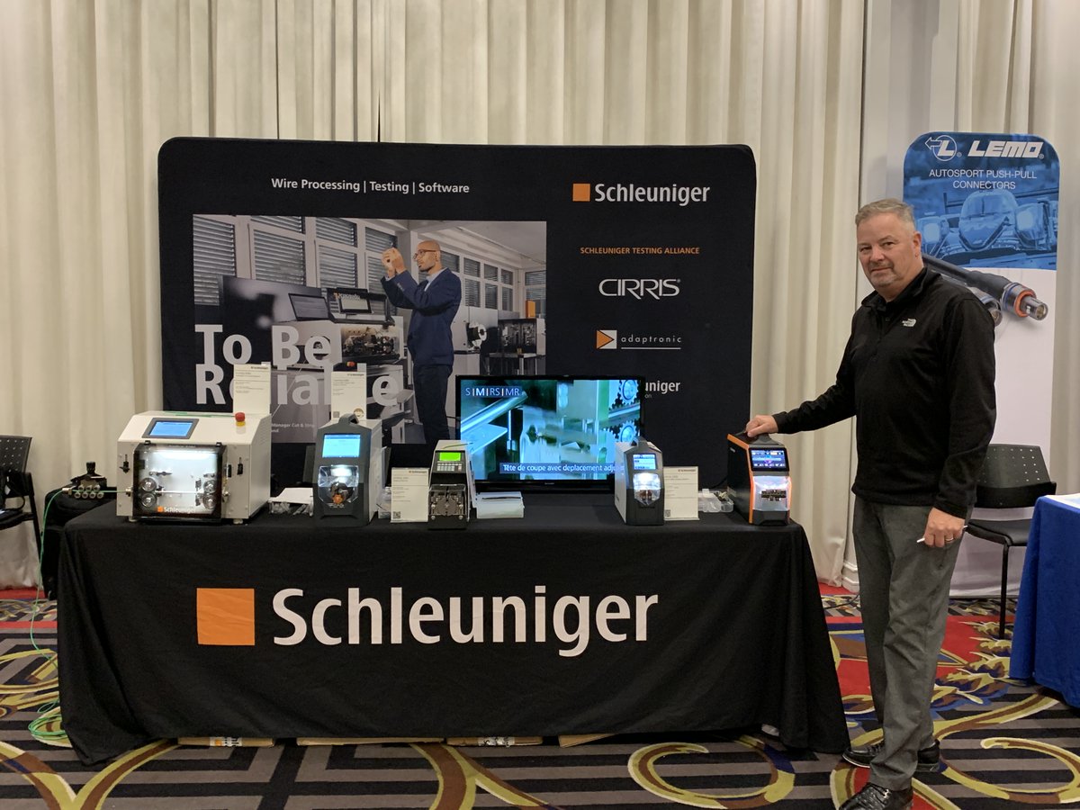 SchleunigerInc's tweet image. Schleuniger is at #EPTECH Quebec!

Visit our booth and connect with our Canadian Sales Manager, Harry Coates, to learn about select Schleuniger machines. 

#WireProcessing #CablesAssembly #Technology