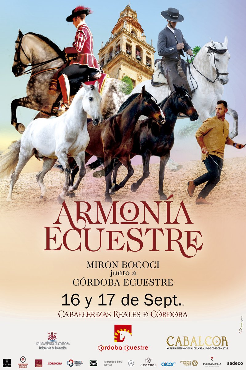 CordobaEcuestre's tweet photo. 👌👌 ESPECTÁCULO ARMONIA ECUESTRE 👌👌 #cabalcor2022
🐴 ✨✨ Miron Bococi & Cordoba Ecuestre ✨✨🐴
Días 16 y 17 de Septiembre a las 21 h Caballerizas Reales de Córdoba
#cabalcor #cordobaecuestre #cordoba #armonia #ecuestre https://t.co/Ou27lKQCis