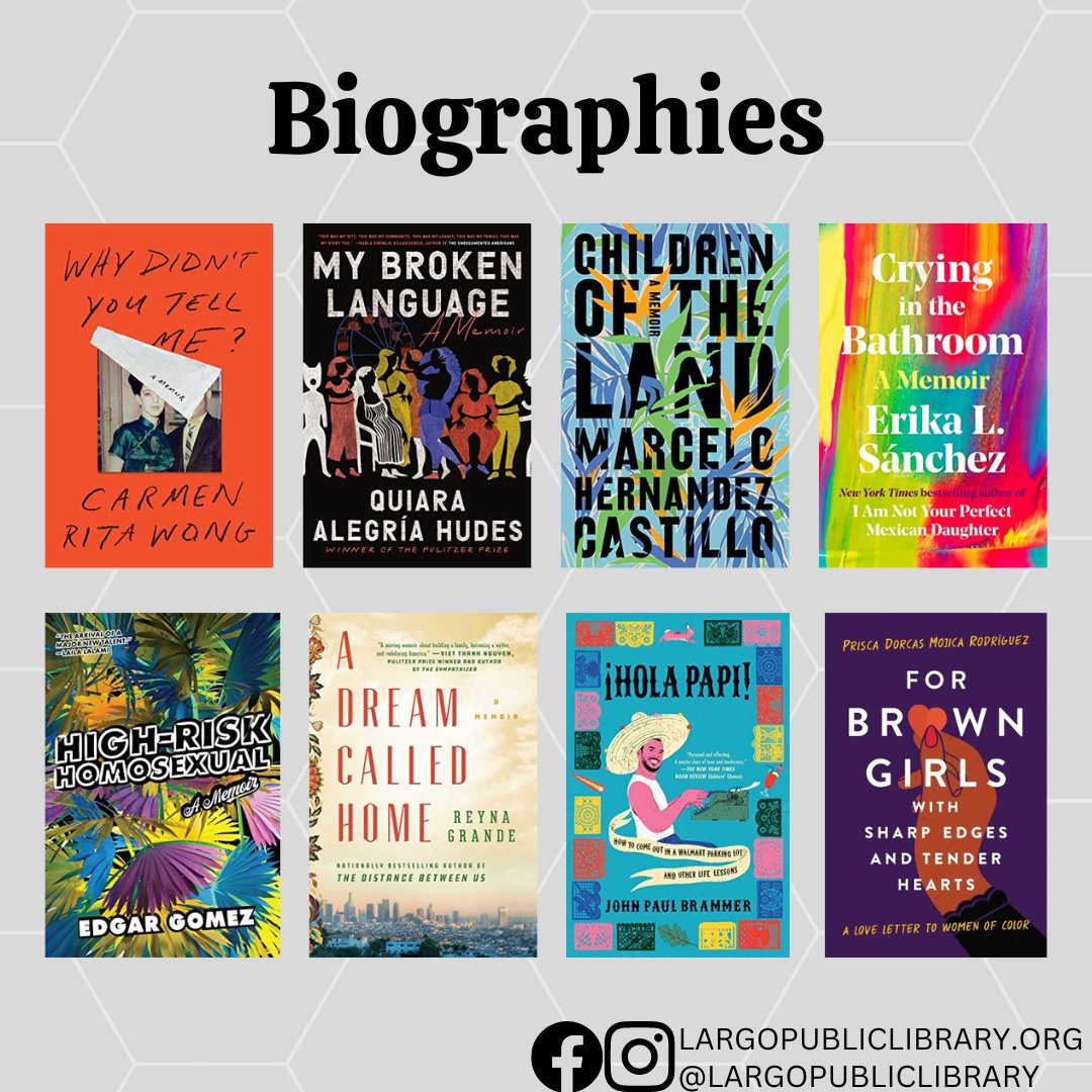 Happy Hispanic Heritage Month! Start your month off right with one of these biographies :D

<a href="/CarmenSense/">Carmen Rita Wong</a> #QuiaraAlegriaHudes <a href="/OneWorldLit/">One World</a> @marcelo_H_ @ErikaLSanchez @otroedgargomez <a href="/reynagrande/">Reyna Grande</a> <a href="/jpbrammer/">JP</a> <a href="/priscadorcas/">Prisca Dorcas Mojíca Rodríguez</a>