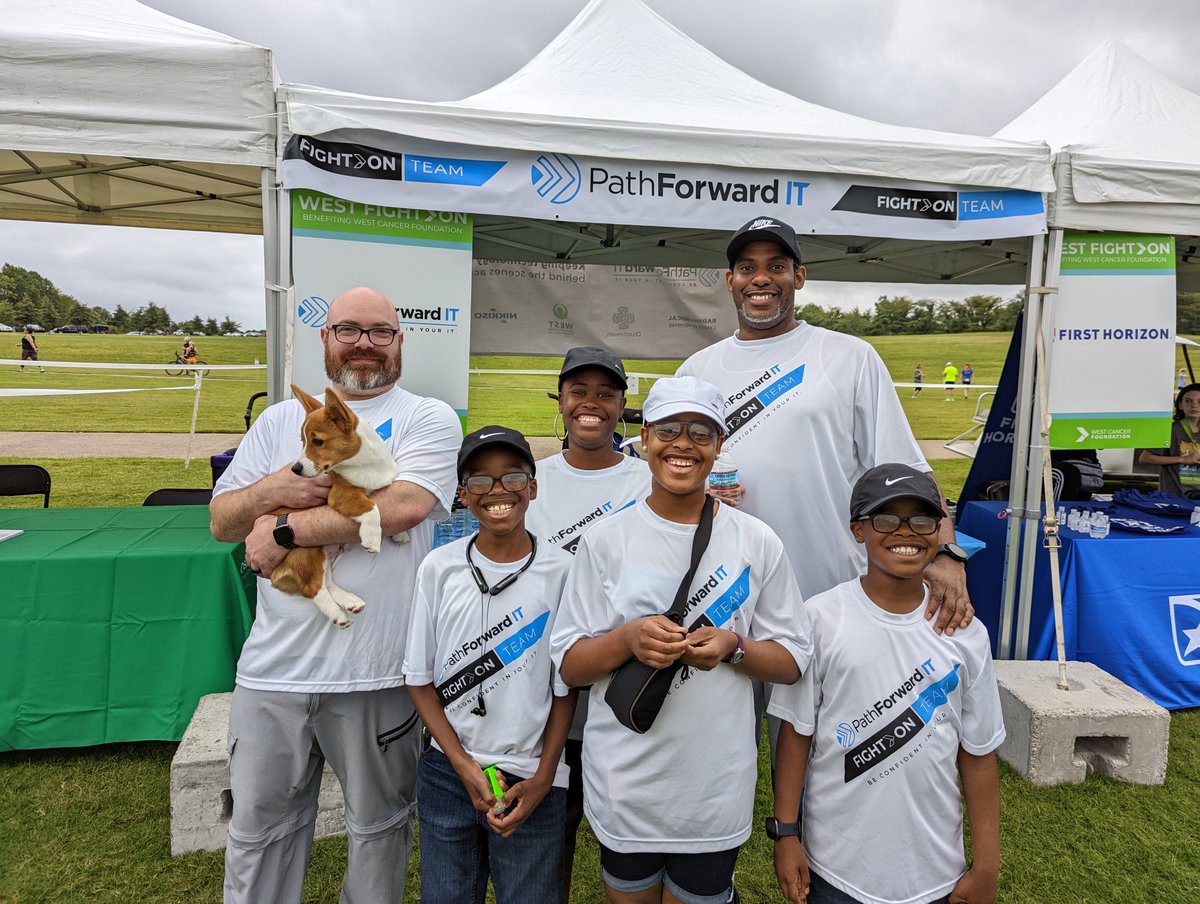 PathForwardIT's tweet photo. The rain couldn’t keep us away from this event and important cause. Thanks to our team members, families, and friends who spread the word &amp; raise awareness. Thanks for another great event, @west_cancer  &amp; West Cancer Foundation. We love teaming up in technology and philanthropy! https://t.co/SQW7MUyMA2