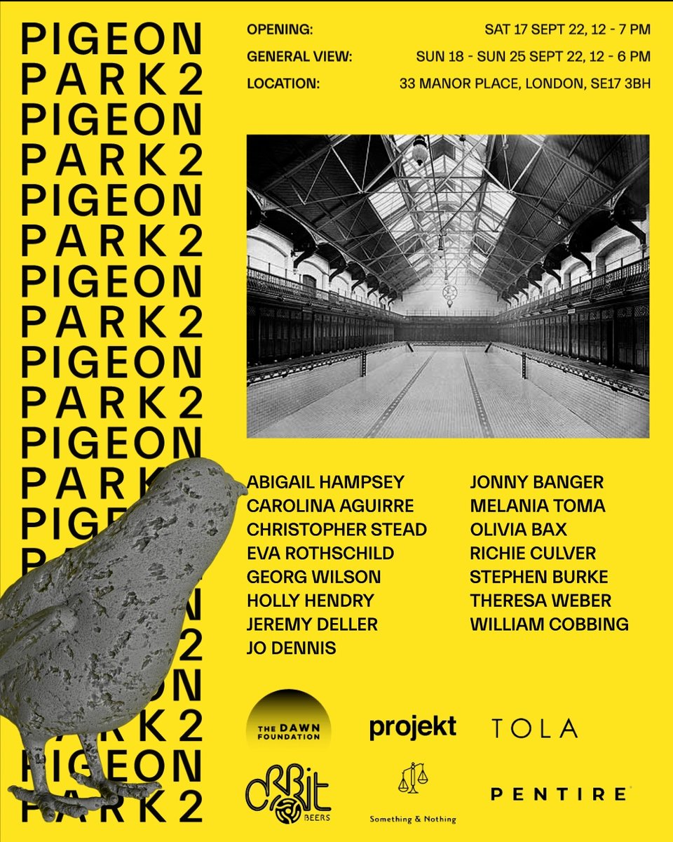 Pigeon Park 2 exhibition opening this Saturday 17th at Manor Place, for more information please visit: instagram.com/pigeon__park