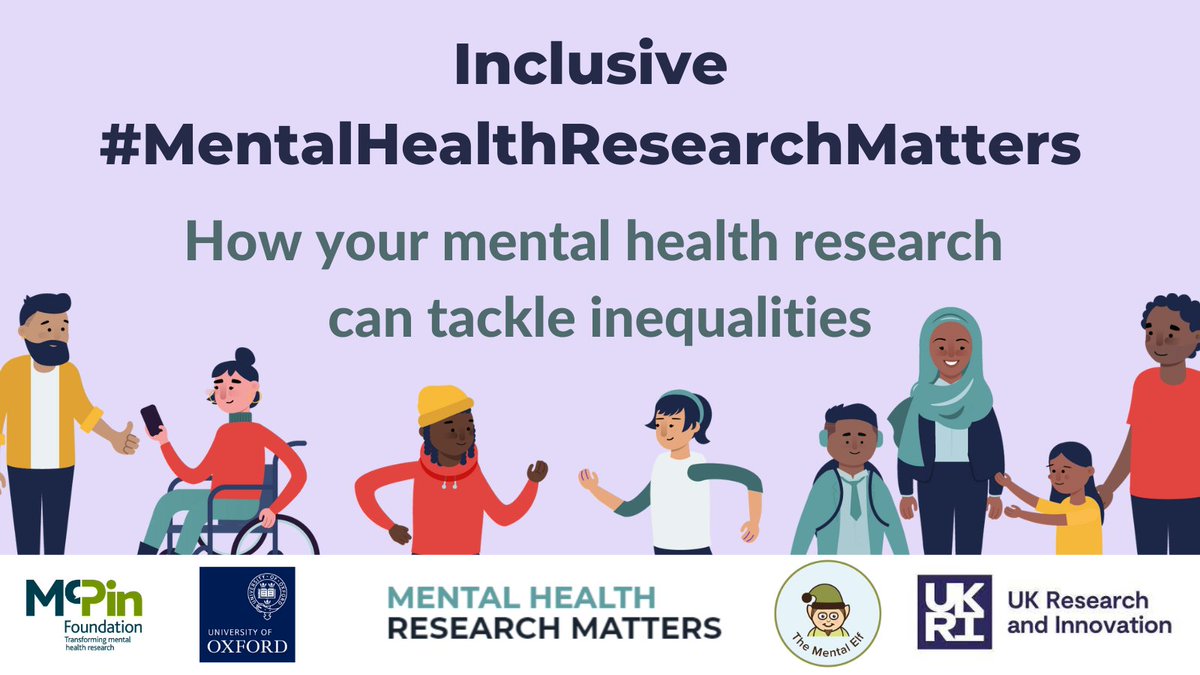 This autumn the #MentalHealthResearchMatters team are sparking a conversation about #MentalHealthResearch.

We're kicking off with a webinar on 10th Oct - #WorldMentalHealthDay - about inclusive mental health research that tackles inequalities

Book now!👇
bit.ly/inequalities-w…