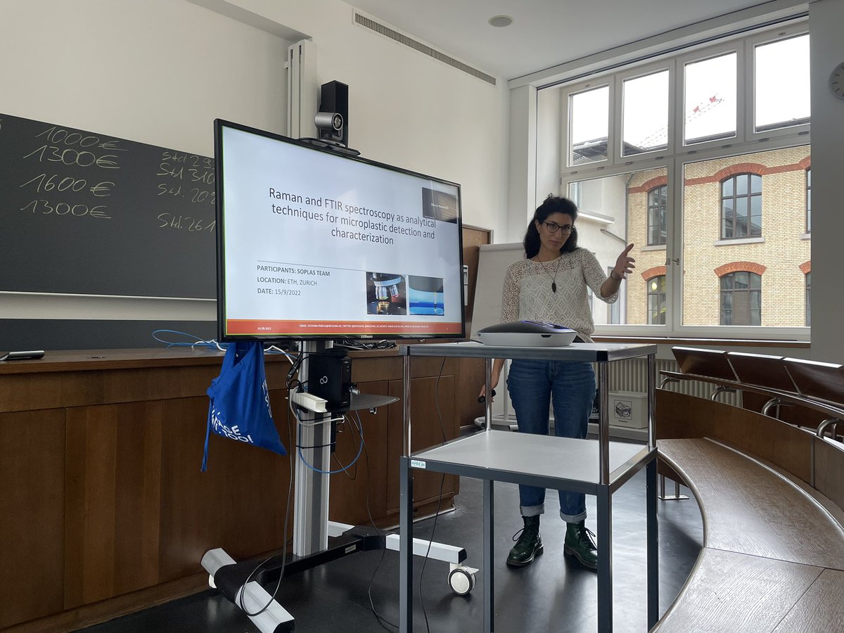 SoplasITN's tweet photo. That’s a wrap for our MP skills training day! One highlight was learning more about the work our MP detection and analysis team does. Here ESR Stoyana teaches the pros and cons of using FTIR and Raman. #soplas #microplastics #soils https://t.co/cs2Qh9cY01