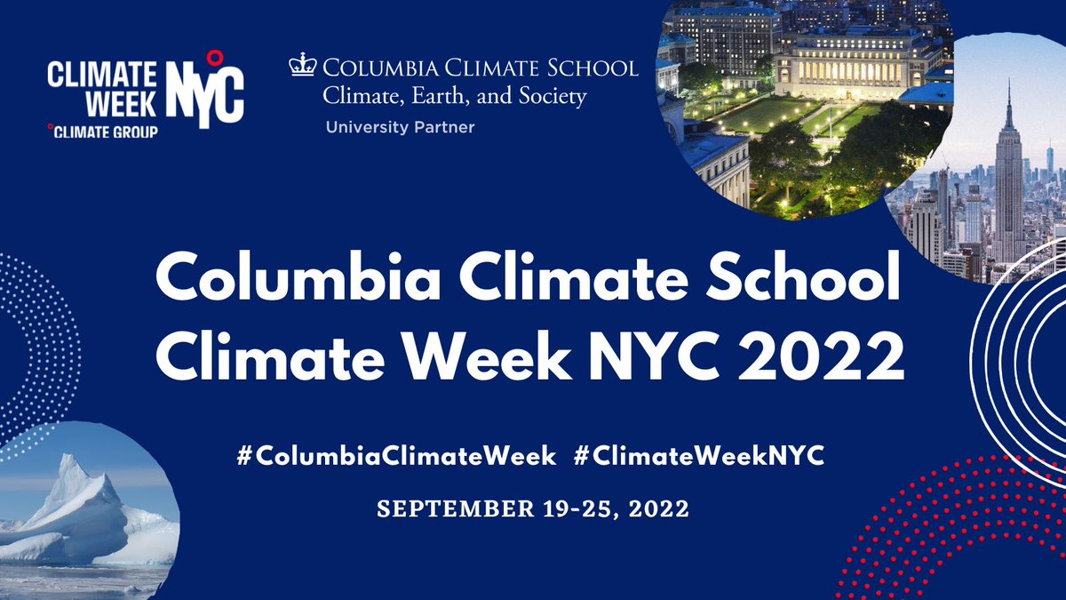 #ClimateWeekNYC begins next week!

From Sept. 19 to 25, join @ColumbiaClimate experts and leaders from around the world in the biggest global event of its kind to accelerate climate action.

Learn more about #ColumbiaClimateWeek and register to attend: bit.ly/3qZglIp