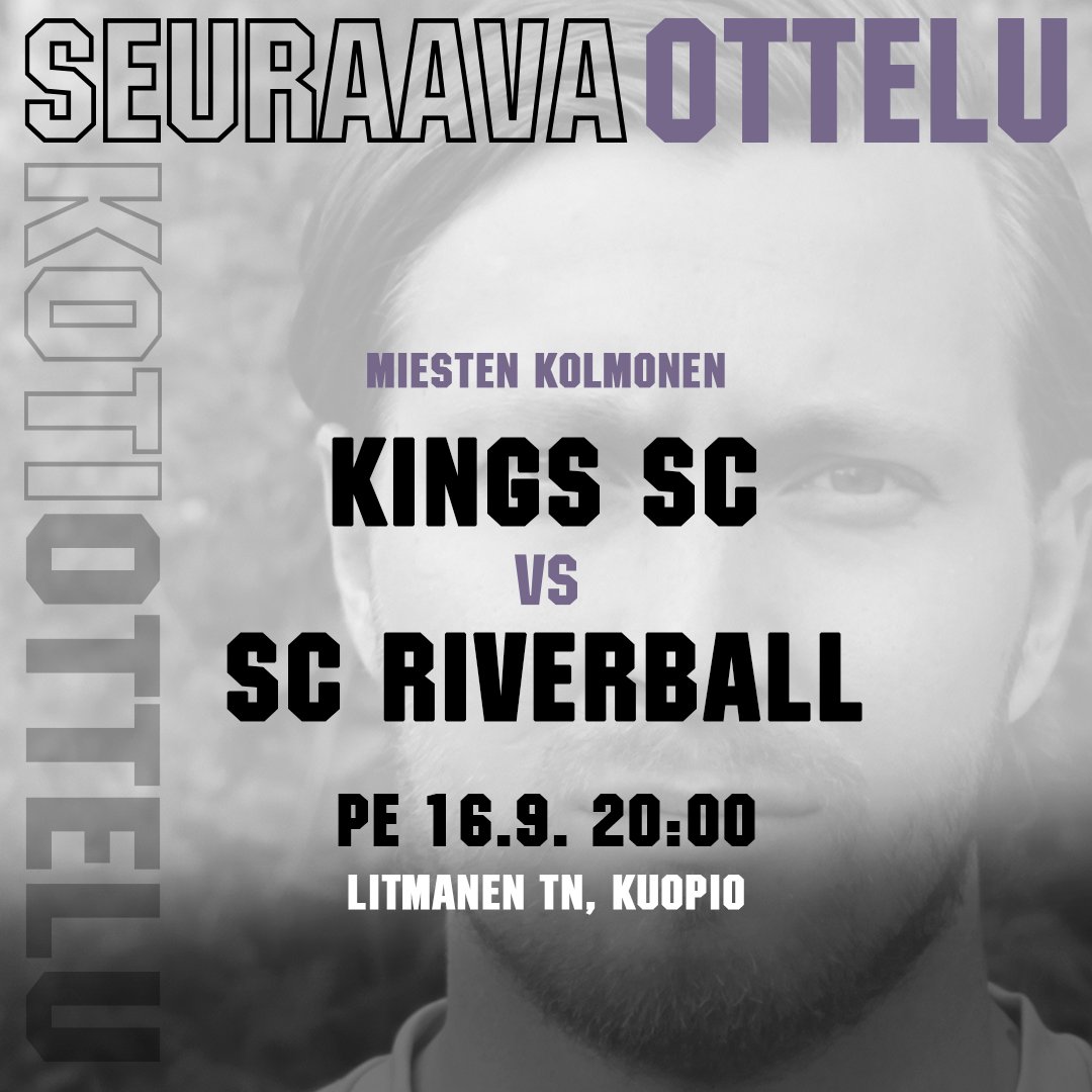 KINGSKUOPIO's tweet photo. Perjantai on PELIPÄIVÄ! 👑👑

⚽ Kings SC vs. @scriverball
📆 16.9.2022
⏲️ 20:00
🏟️ Litmasen tekonurmi
🆓 Ilmainen sisäänpääsy

Kioski palvelee ☕

#kingskuopio #itäsuomenkolmonen https://t.co/I74JJiJW98
