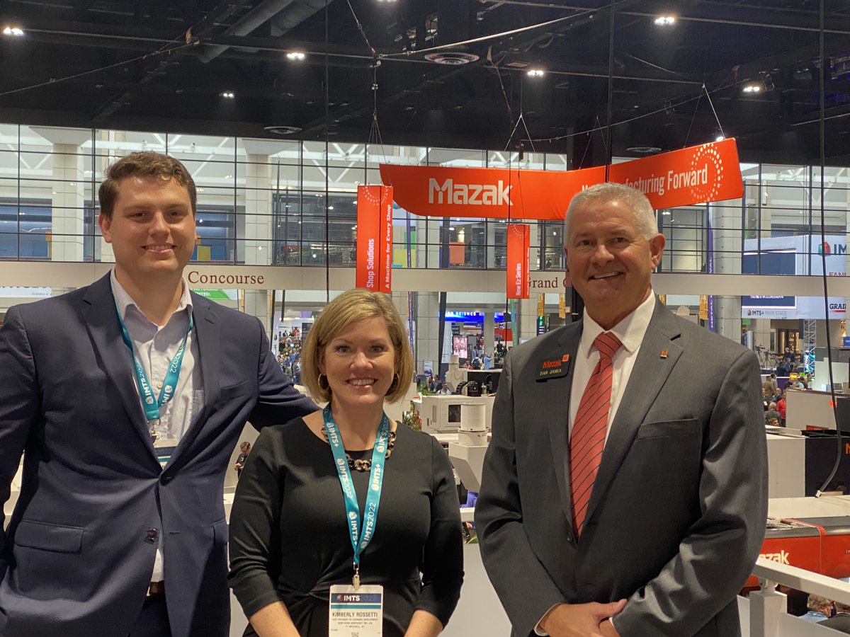 Our VP of Economic Development <a href="/KRossettinky/">Kimberly Rossetti</a> &amp; Business Growth Manager <a href="/EdmondsNKY/">Jacob Edmonds</a> enjoyed meeting with many NKY #manufacturers at <a href="/IMTSchicago/">IMTS</a> this week. Here they are with <a href="/MazakCorp/">Mazak North America</a> President Dan Janka. Learn why NKY is ideal for #mfg! bit.ly/3S4WIK9 #IMTS2022