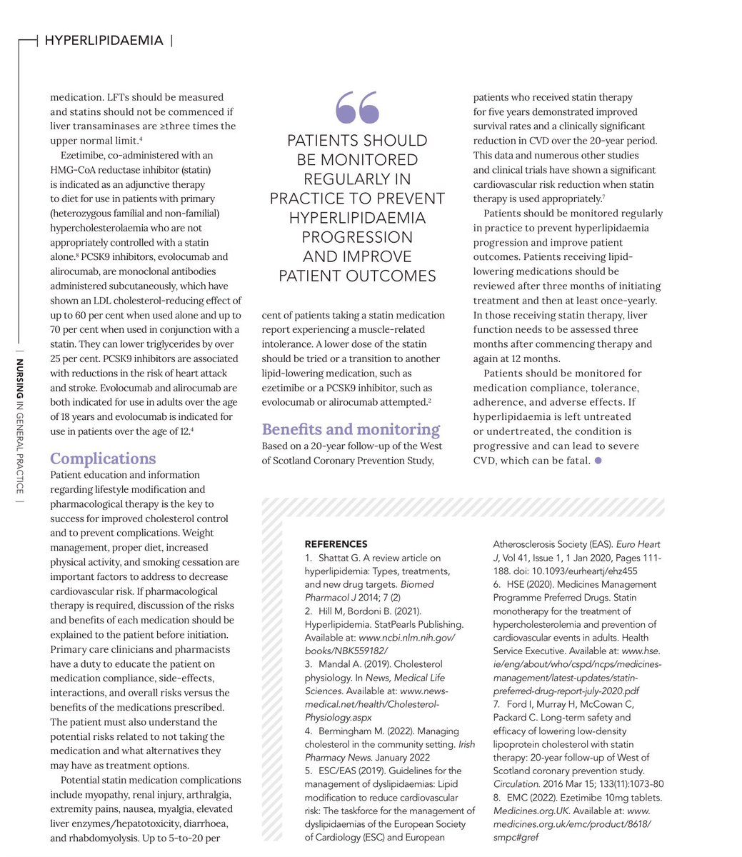 lehnent's tweet photo. #Hyperlipidaemia is among the leading risk factors associated with #CardiovascularDisease. Read more about hyperlipidaemia in my article in the Sep/Oct edition of Nursing in General Practice Journal, which focuses on #CardiovascularHealth. Available at https://t.co/xK1NZ5IM5F https://t.co/DxQOqcPwnS