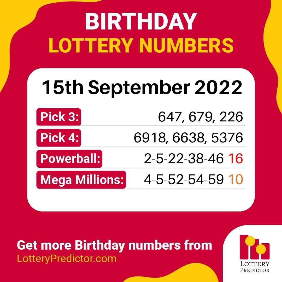 Birthday lottery numbers for Thursday, 15th September 2022
#lottery #powerball #megamillions
https://t.co/IUURTpksPA https://t.co/ZgPcxuaSTJ