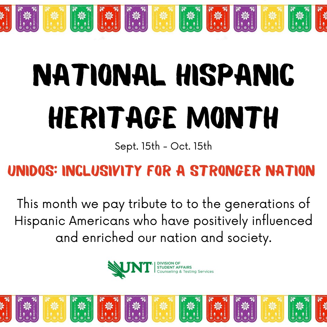 From Sept. 15-Oct 15 we celebrate #NationalHispanicHeritageMonth. This month we pay tribute to to the generations of Hispanic Americans who have positively influenced and enriched our nation and society. This years theme is Unidos: Inclusivity for a Stronger Nation.