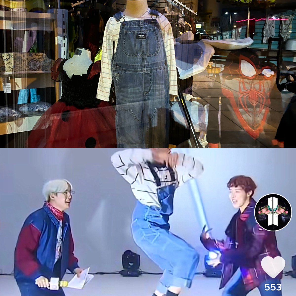 ToasterChrome's tweet photo. I found #JK and #V’s outfits at the childrens’ 2H clothing store! #army #bighit #hybe #bangtan @bts_bighit https://t.co/UuQAGtaM8e