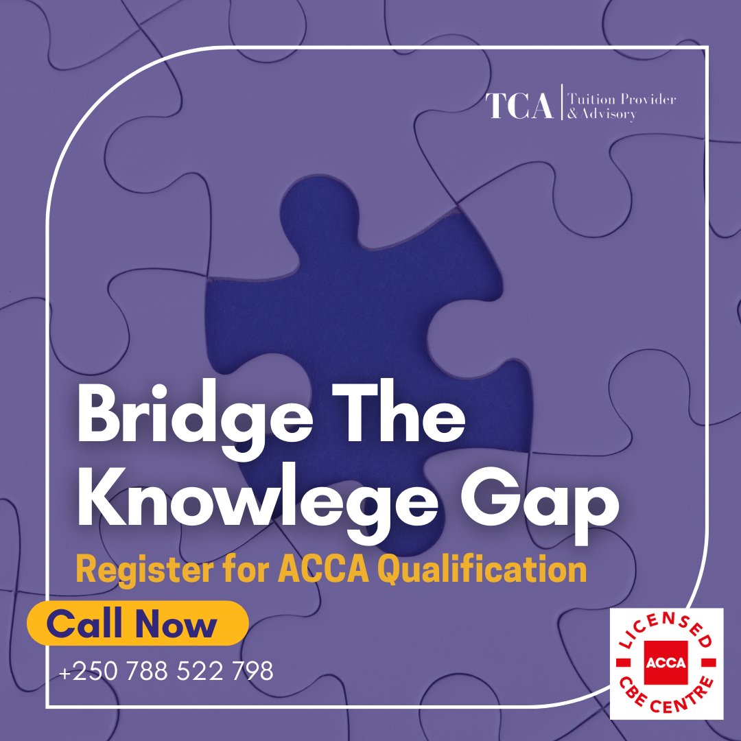 TcaRwanda's tweet photo. #RwOT, Do you want to complete your ACCA certification for your career progression? We are here to answer all of your questions.
Bridge the knowledge gap today, call us at +250788522798
#TCARwanda #ACCAqualification https://t.co/ABowpkUHQa