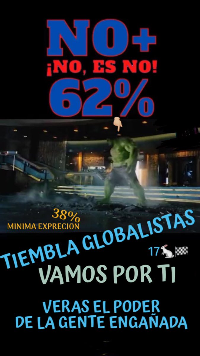 Rivera7Fco's tweet photo. @AndreaSilvin 17🐇🏁   Tiembla 

CABALNOMAG2030ONUWEFOMSFMIGLOBALISTASOTANLOGIAS

Toc Toc 
Quien es 
Yo 62 %  acompañado con 20 % mas https://t.co/a4yGFgCQBL