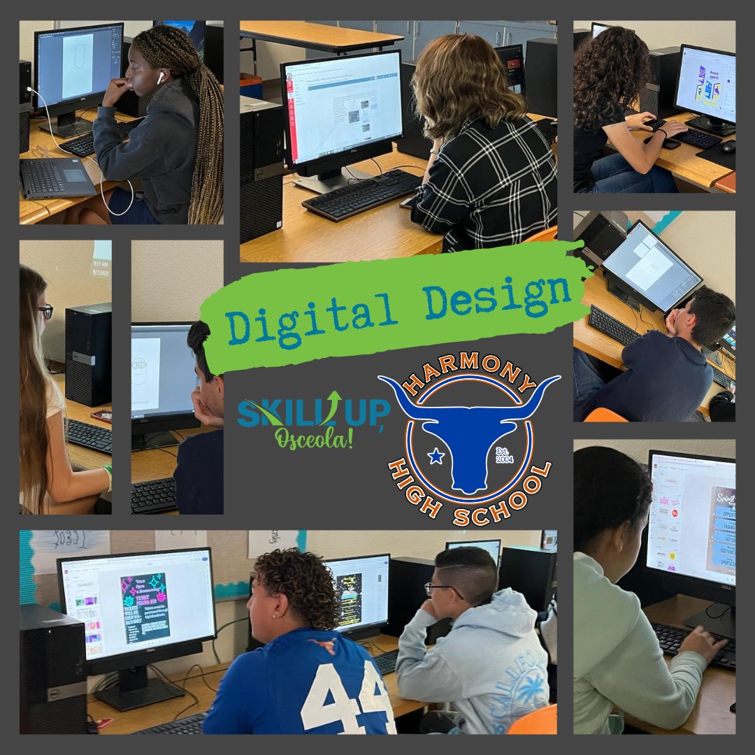 OsceolaCTE's tweet photo. Digital Design in Action at @HarmonyHighFL  
#CTErrific #CTEOsceola #SkillUpOsceola #GetThereF https://t.co/D4uW33oYGc